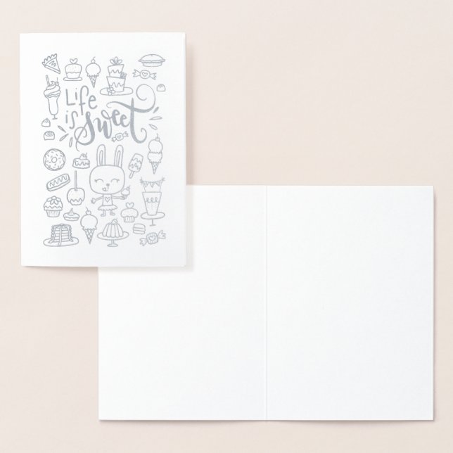 Tarjeta Con Relieve Metalizado La vida es dulce (Demostración)