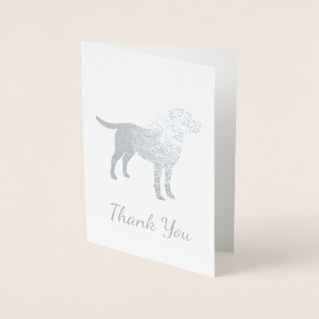 Tarjeta Con Relieve Metalizado Labrador Dog Baby Shower Blue Boy Lab (Anverso)