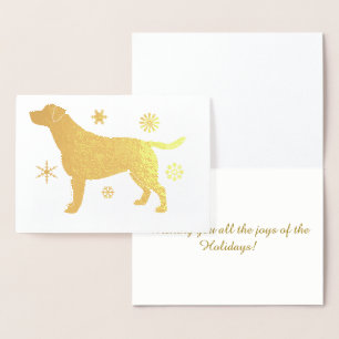 Tarjeta Con Relieve Metalizado Labrador recupera copas de nieve en Relieve metali