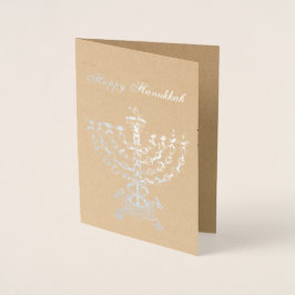Tarjeta Con Relieve Metalizado Lámpara Hanukkah de Candelabrum