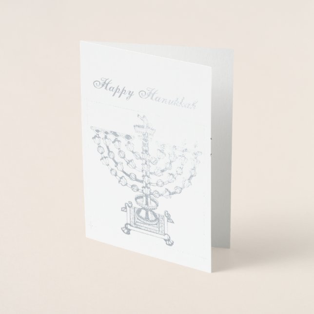 Tarjeta Con Relieve Metalizado Lámpara Hanukkah de Candelabrum (Anverso)