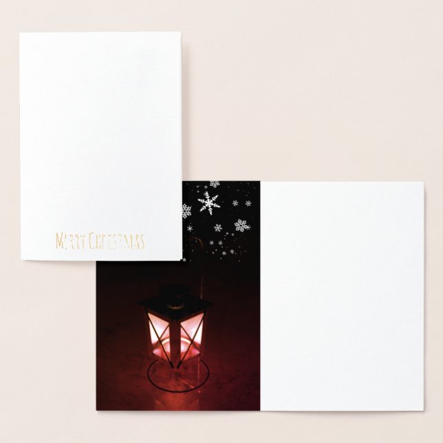 Tarjeta Con Relieve Metalizado Lantern Snowflakes Navidades de la fiesta clásica (Demostración)