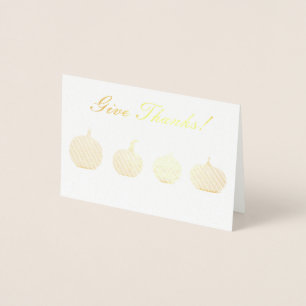 Tarjeta Con Relieve Metalizado Las calabazas modernas dan gracias al Relieve meta