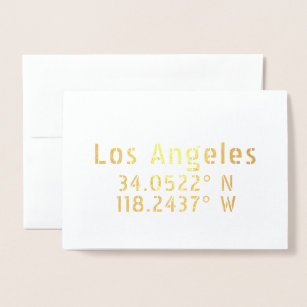Tarjeta Con Relieve Metalizado Las coordenadas de Los Ángeles