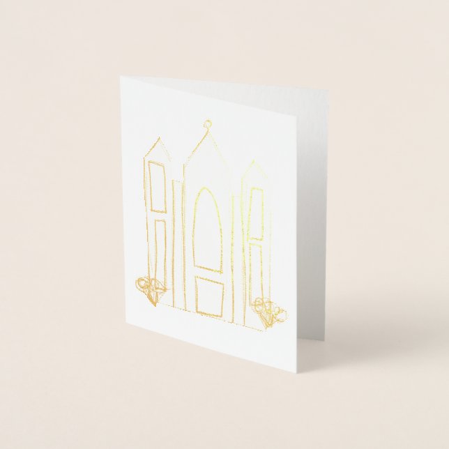 Tarjeta Con Relieve Metalizado LDS Salt Lake City Temple simple mormón moderno (Anverso)