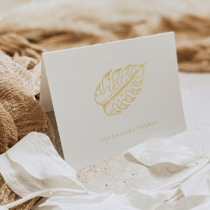 Tarjeta Con Relieve Metalizado Leaf de paleta dorada Personalizado