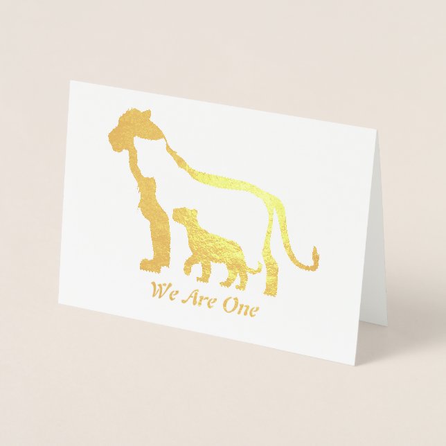 Tarjeta Con Relieve Metalizado Leones blancos y negros (Anverso)