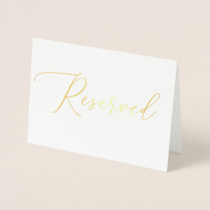Tarjeta Con Relieve Metalizado Letrero Reservado de Bodas en Escritura Dorada de