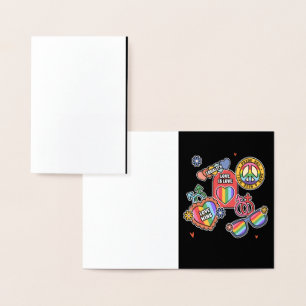 Tarjeta Con Relieve Metalizado LGBT+orgullo. El amor es amor, igualdad, Día del O