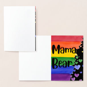 Tarjeta Con Relieve Metalizado LGBT+orgullo. Mi oso. Amor arcoiris.