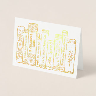 Tarjeta Con Relieve Metalizado Libros de navidades dibujados a mano en vacaciones