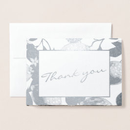 Tarjeta Con Relieve Metalizado Limones y Follaje de Plata Modernos Fotografía Rea