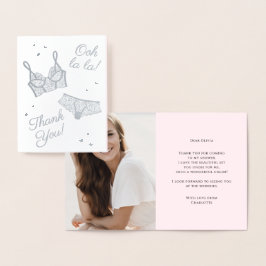 Tarjeta Con Relieve Metalizado Lingerie Fiesta Bridal Shower Foto Gracias
