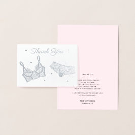 Tarjeta Con Relieve Metalizado Lingerie Fiesta Bridal Shower Foto Gracias
