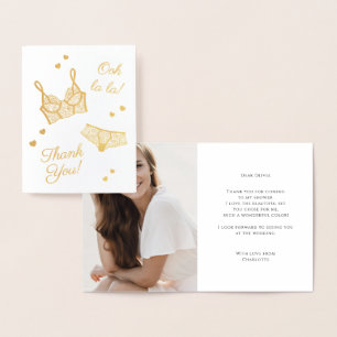 Tarjeta Con Relieve Metalizado Lingerie Fiesta Bridal Shower Foto Gracias