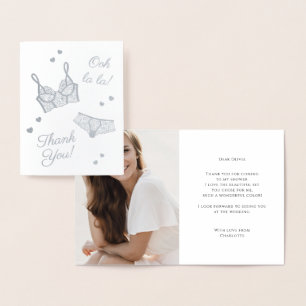 Tarjeta Con Relieve Metalizado Lingerie Fiesta Bridal Shower Foto Gracias