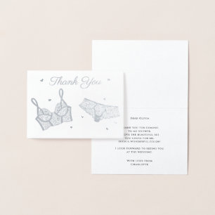 Tarjeta Con Relieve Metalizado Lingerie Fiesta Bridal Shower Foto Gracias
