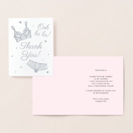 Tarjeta Con Relieve Metalizado Lingerie Fiesta Bridal Shower Panty Fiesta Gracias