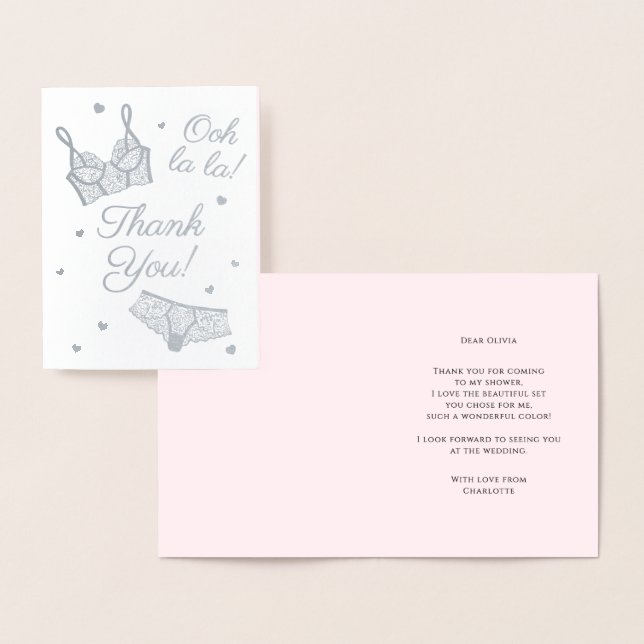 Tarjeta Con Relieve Metalizado Lingerie Fiesta Bridal Shower Panty Fiesta Gracias (Demostración)