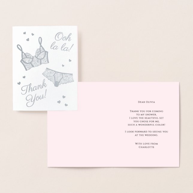 Tarjeta Con Relieve Metalizado Lingerie Fiesta Bridal Shower Panty Fiesta Gracias (Demostración)