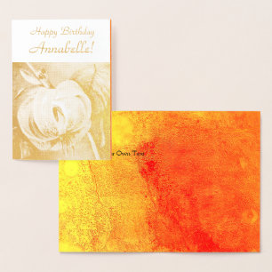 Tarjeta Con Relieve Metalizado Lirio elegante clásico - Cumpleaños feliz - Person