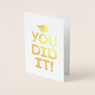 Tarjeta Con Relieve Metalizado Lo hiciste graduación felicitaciones tipo negrita
