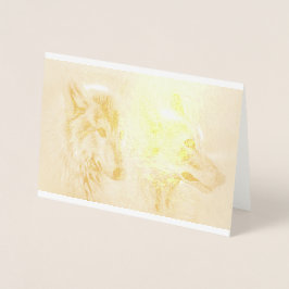 Tarjeta Con Relieve Metalizado Lobo Howl Vida salvaje Árboles animales destruyen