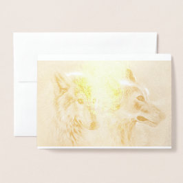 Tarjeta Con Relieve Metalizado Lobo Howl Vida salvaje Árboles animales destruyen 