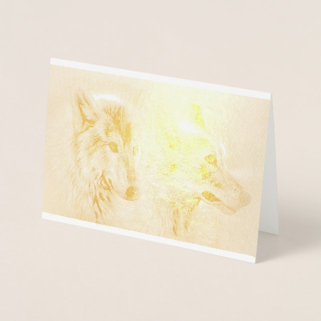Tarjeta Con Relieve Metalizado Lobo Howl Vida salvaje Árboles animales destruyen  (Anverso)