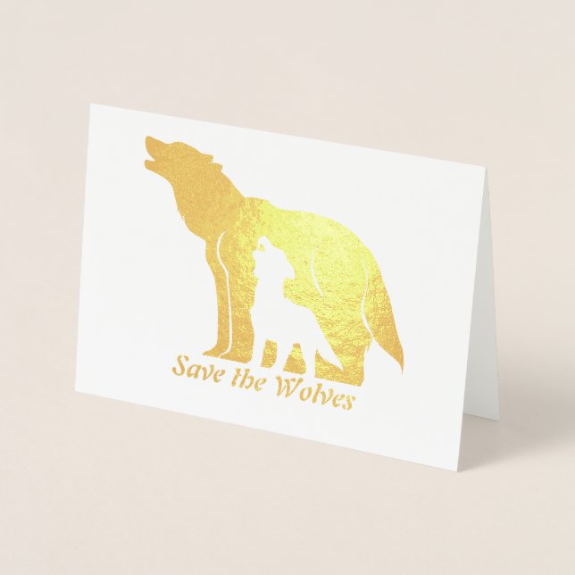 Tarjeta Con Relieve Metalizado Lobos blancos y negros (Anverso)