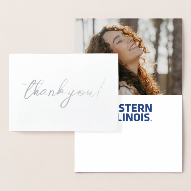 Tarjeta Con Relieve Metalizado Logo Wordmark de la Universidad Oriental de Illino (Demostración)