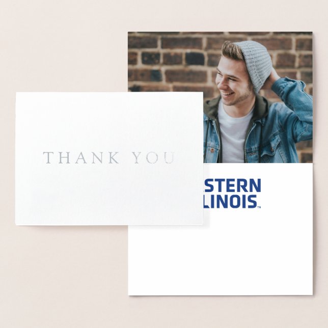 Tarjeta Con Relieve Metalizado Logo Wordmark de la Universidad Oriental de Illino (Demostración)