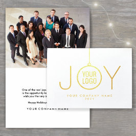 Tarjeta Con Relieve Metalizado Logotipo de negocio JOY Navidad Ornamento de la fo