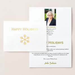 Tarjeta Con Relieve Metalizado Logotipo único de Navidad de bienes raíces con lám