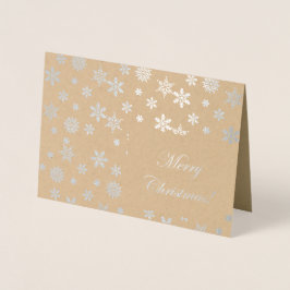 Tarjeta Con Relieve Metalizado Los copos de nieve de plata ¡Feliz Navidad!