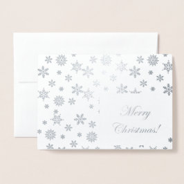 Tarjeta Con Relieve Metalizado Los copos de nieve de plata ¡Feliz Navidad!