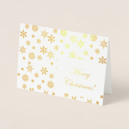 Tarjeta Con Relieve Metalizado ¡Los copos de nieve dorados Feliz Navidad!