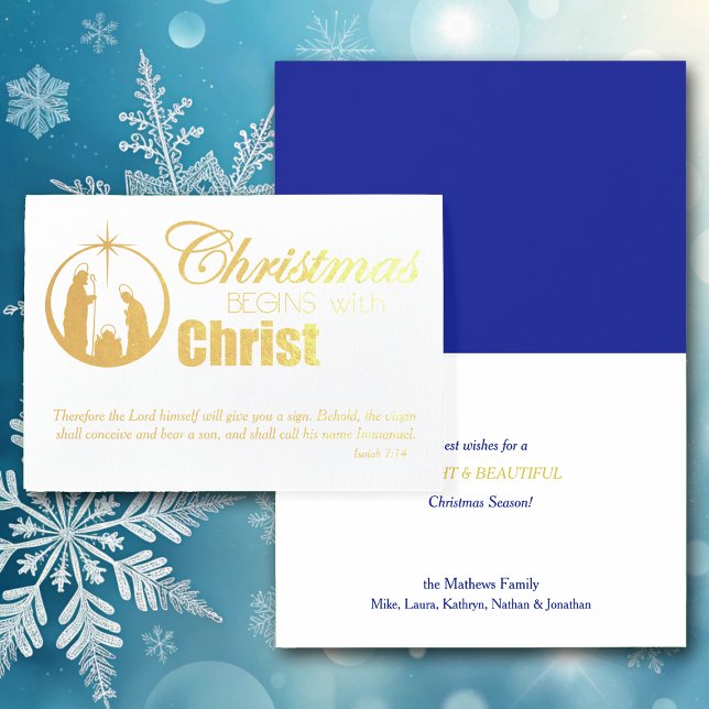 Tarjeta Con Relieve Metalizado Los navidades comienzan con Cristo (Subido por el creador)