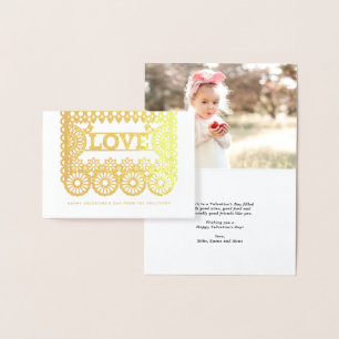 Tarjeta Con Relieve Metalizado Love Papel Picado Red El día de San Valentín