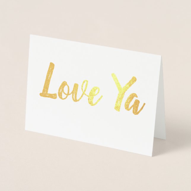 Tarjeta Con Relieve Metalizado Love Ya (Anverso)
