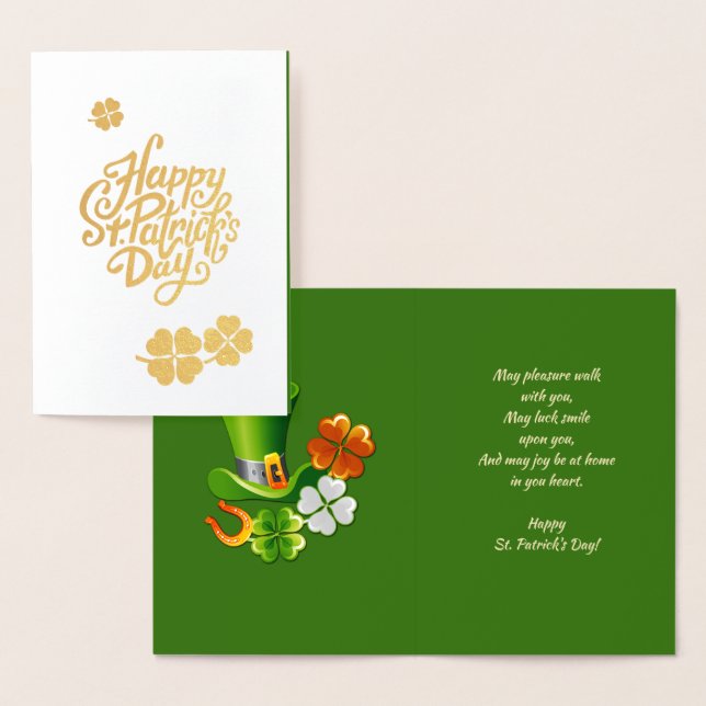 Tarjeta Con Relieve Metalizado Lucky Charms St. Patrick's Day Luxury (Demostración)