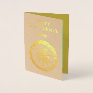 Tarjeta Con Relieve Metalizado Lucky Irish Shamrock Gold Coin Personalizado