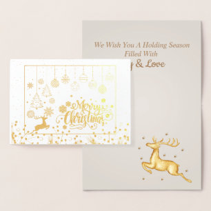 Tarjeta Con Relieve Metalizado Lujoso Estilo Ciervo Dorado Navidad