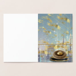 Tarjeta Con Relieve Metalizado  Luxury Foil Easter Invitation Card