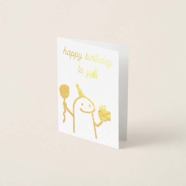 Tarjeta Con Relieve Metalizado Luxury Gold Birthday Card (Anverso)