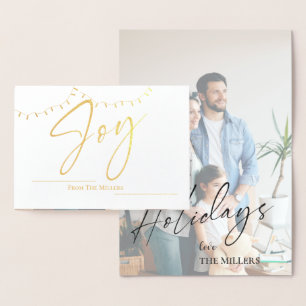 Tarjeta Con Relieve Metalizado Luz de Cuerda de Nombre de Familia de Foto de Aleg