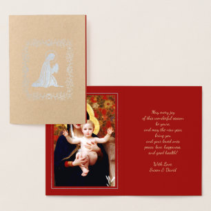 Tarjeta Con Relieve Metalizado Madonna de W.Bouguereau Navidades de lujo Real