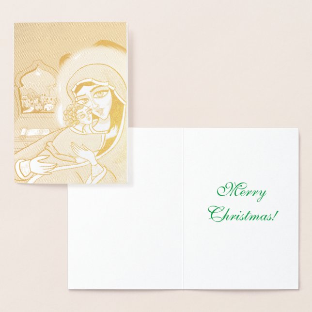 Tarjeta Con Relieve Metalizado Madonna y el niño (Demostración)