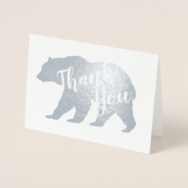 Tarjeta Con Relieve Metalizado Mama Bear Baby Shower Woodland Lodge (Anverso)