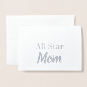 Tarjeta Con Relieve Metalizado Mamá Estrella Feliz Día de la Madre Plata